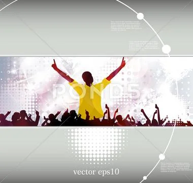 Concert crowd in front of stage. Vector illustration Stock Illustration