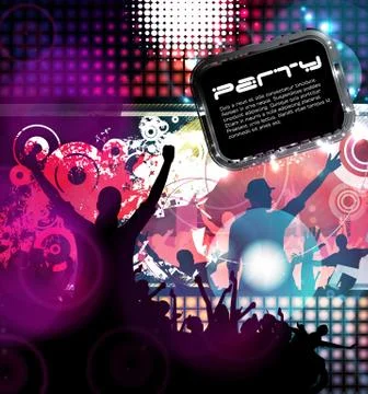 Concert crowd in front of stage. Vector illustration Stock Illustration