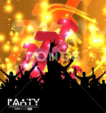Concert crowd in front of stage. Vector illustration Stock Illustration