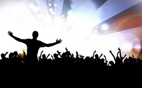 Concert crowd in front of stage. Vector illustration Stock Illustration