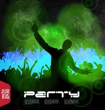 Concert crowd in front of stage. Vector illustration Stock Illustration