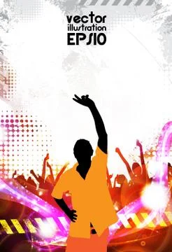 Concert crowd in front of stage. Vector illustration Stock Illustration