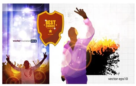 Concert crowd in front of stage. Vector illustration Illustration