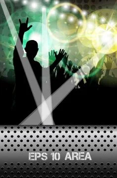 Concert crowd in front of stage. Vector illustration Stock Illustration