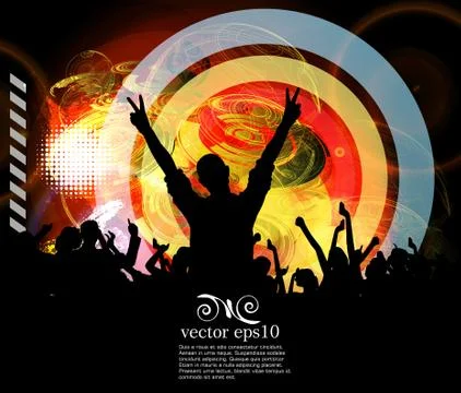 Concert crowd in front of stage. Vector illustration Illustration