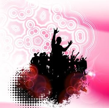 Concert crowd in front of stage. Vector illustration Stock Illustration