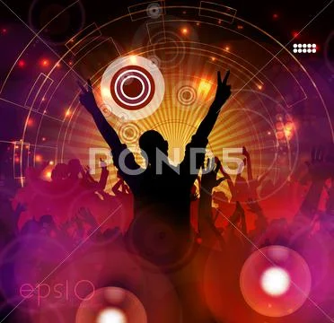Concert crowd in front of stage. Vector illustration Stock Illustration