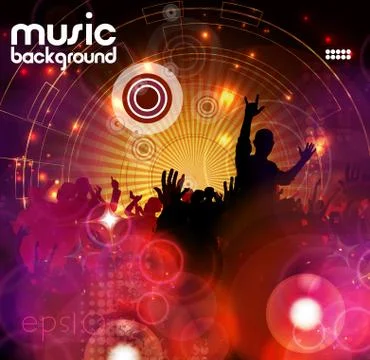 Concert crowd in front of stage. Vector illustration Stock Illustration