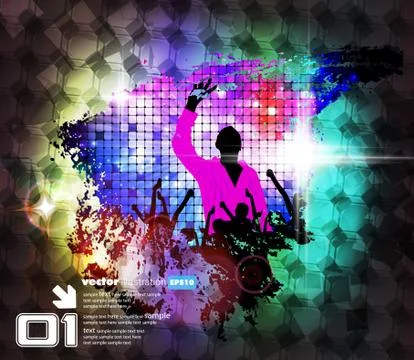 Concert crowd in front of stage. Vector illustration Stock Illustration