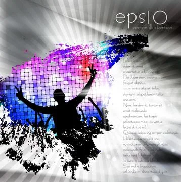 Concert crowd in front of stage. Vector illustration Stock Illustration