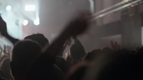 Concert Crowd Raising Hands, Cheering and Clapping Stock Footage 334485968