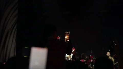 Concert Crowd Recording Live Performance with Phones Stock Footage 335043356