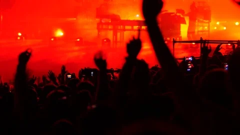 Concert Crowd in Red Stock Footage 89796297