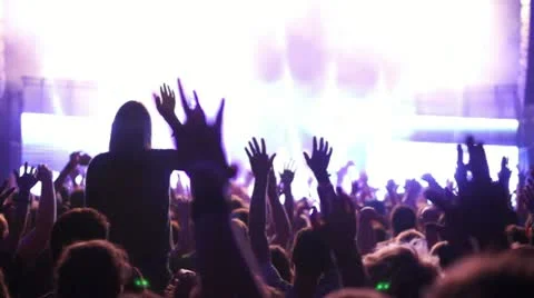 Concert crowd, slow motion Stock Footage