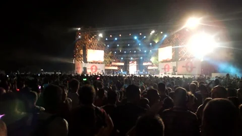 CONCERT CROWD. STAGE LIGHT Stock Footage 196220310