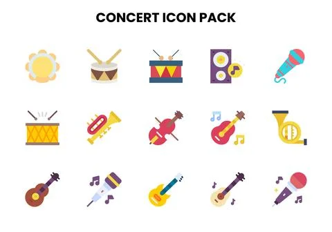 Concert Flat Graphics Icons Pack Stock Illustration