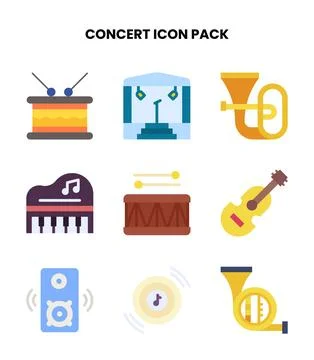 Concert Flat Vector Icons Pack Stock Illustration