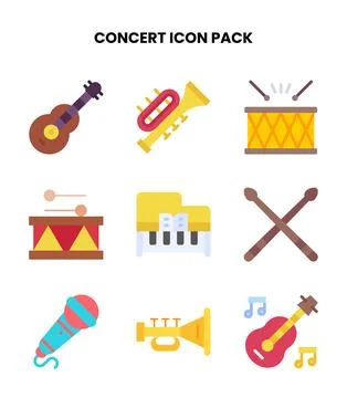 Concert Flat Vector Icons Pack Stock Illustration