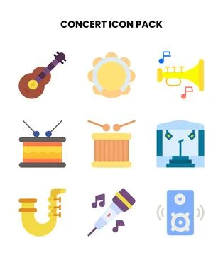Concert Flat Vector Icons Pack Stock Illustration