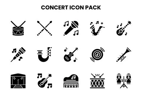Concert Glyph Vector Icons Pack Stock Illustration