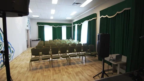 Concert hall complemented by seating and patterns on walls Stock Footage 293308424