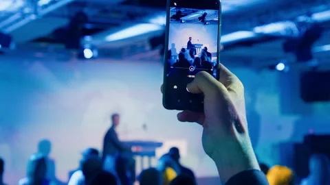 Concert, Hands With A Mobile Phone Filming Video Stock Footage 243894853