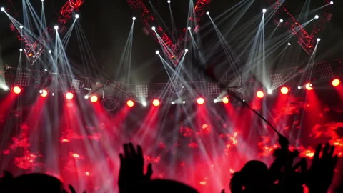Concert Light and Crowd hands Stock Footage 342320191
