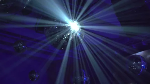 Concert light dynamic devices with disco balls Video stock 155940348