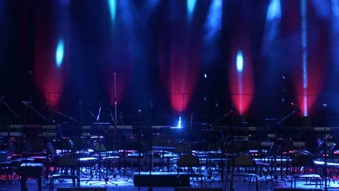 Concert light. Stage lighting background. A room and a stage without people. Stock Footage 221858531