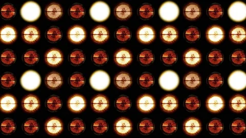 Concert lights in rows. Soffits with warm and bright light. Strobing. Background Stock Footage 154170464
