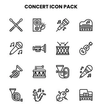 Concert Line Bundle Icons Pack Stock Illustration