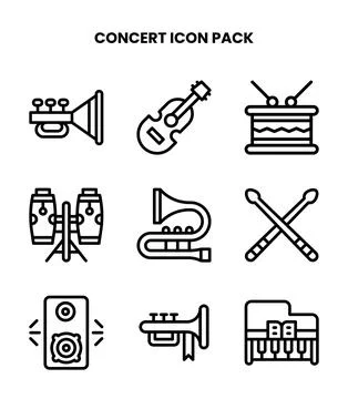 Concert Line Vector Icons Pack Stock Illustration