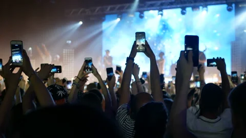 Concert phone music light Stock Footage