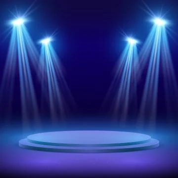 Concert stage with spot light lighting. Show performance vector background Stock Illustration