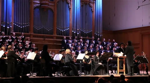 Concert Symphony Orchestra in the Great Hall of the Moscow Conservatory. Stock Footage 45147612