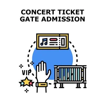 Concert ticket gate admission process icon concept Stock Illustration