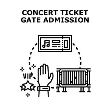 Concert ticket gate admission process icon concept Stock Illustration