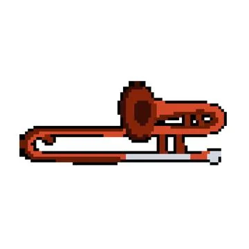 Concert trombone pixel art vector illustration Stock Illustration