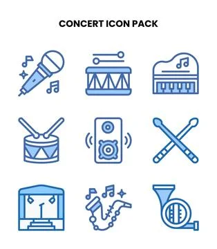 Concert Two Colour Vector Icons Pack Stock Illustration