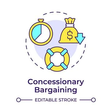 Concessionary bargaining multi color concept icon Stock Illustration