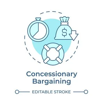 Concessionary bargaining soft blue concept icon Stock Illustration