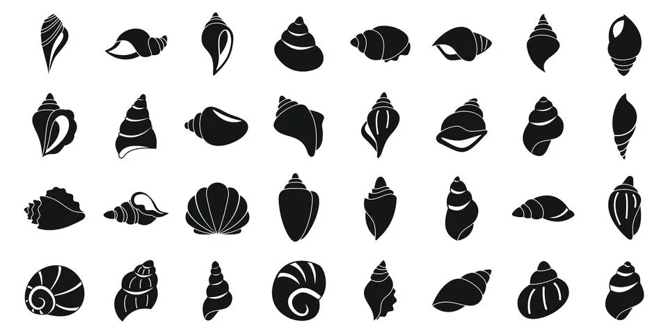 Conch icons set simple vector. Sea shell Stock Illustration