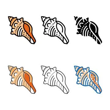 Conch sea shell concepts beach color icon vector 库存插图
