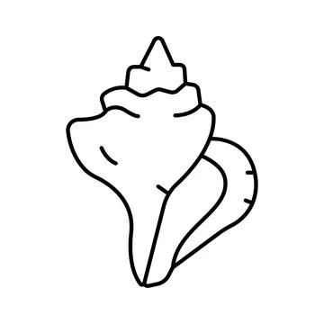 Conch seashell icon line art drawing illustration Stock Illustration