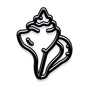 Conch shell outline drawing with shadow design Stock Illustration
