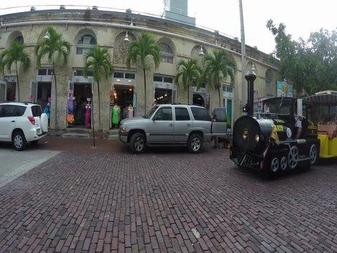 Conch Train toursit tour in Key West The Florida Keys Stock Footage 80492533