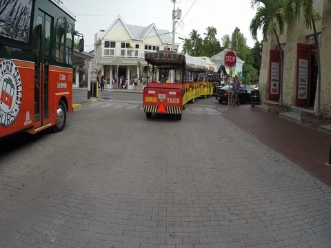 Conch Train toursit tour in Key West The Florida Keys Stock-Footage 80505119