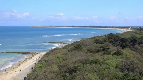 Conche des Baleines beach on the Ile de Ré island on a sunny day in France Stock Footage 247396898