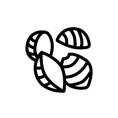 Conchiglie pasta icon vector isolated on white background Illustrazione stock