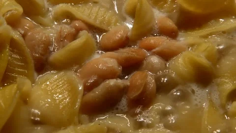 Conchiglie rigate pasta with white beans 動画素材 314586790